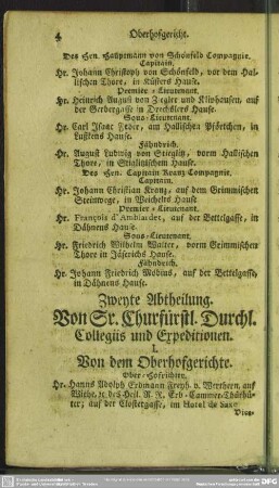 Zweyte Abtheilung. Von Sr. Churfürstlichen Durchl. Collegiis und Expeditionen