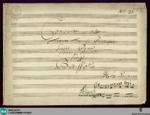 Concertos - Mus. Hs. 690 : fl, vl (2), vla, b; D; GroF 786