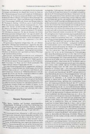 505-508 [Rezension] Gielen, Marlis, Tradition und Theologie neutestamentlicher Haustafelethik