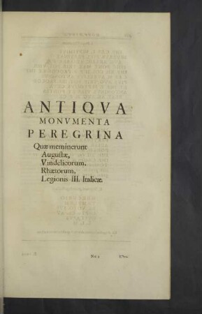 Antiqua monumenta peregrina, quae meminerunt Augustae Vindelicorum, Rhaeticorum, Legionis III. Italicae