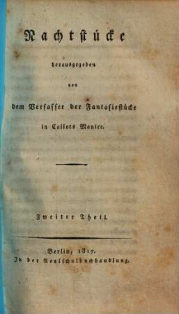 Nachtstücke, Zweiter Theil.