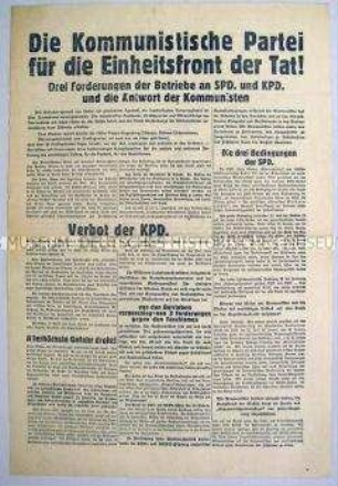 Sonderdruck der KPD zur Lage in Deutschland 3 Wochen nach der Regierungsübernahme Hitlers