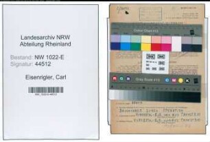 Entnazifizierung Carl Eisenrigler , geb. 13.10.1912 (Techniker)