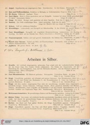 Arbeiten in Silber (Nr. 263-319)