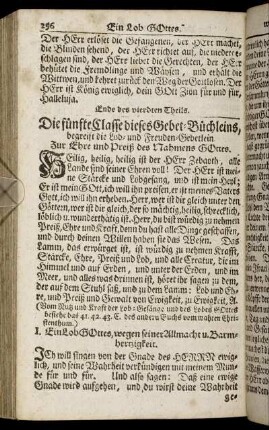 Die fünfte Classe dieses Gebet-Büchleins, begreift die Lob- und Freuden-Gebetlein