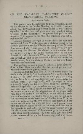 On the so-called D'Alembert Carnot geometrical paradox.