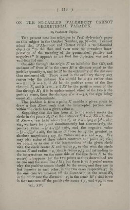 On the so-called D'Alembert Carnot geometrical paradox.