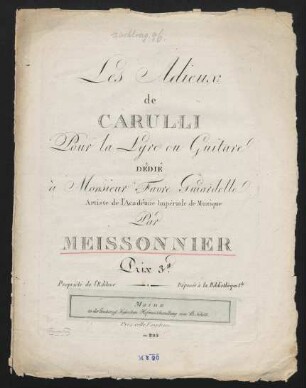 Les Adieux : pour la Lyre ou Guitare