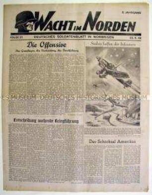Illustrierte Kriegs-Zeitung "Wacht im Norden" für die deutschen Truppen in Norwegen mit Berichten von verschiedenen Kriegsschauplätzen