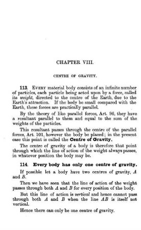 Chapter VIII.: Centre of Gravity.
