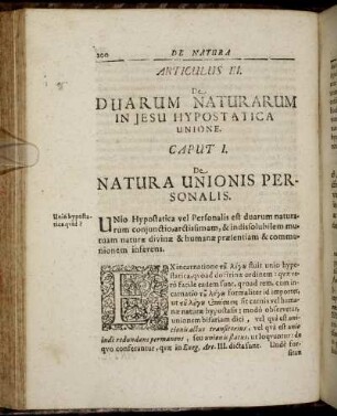 Caput I. De Natura Unionis Personalis.