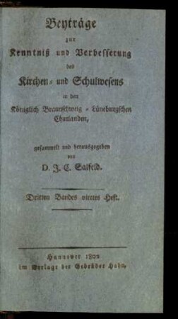 Dritten Bandes viertes Heft.