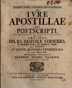 Disputatio Iuridica Inauguralis, De Iure Cratium : = Vom Hürden-Lager