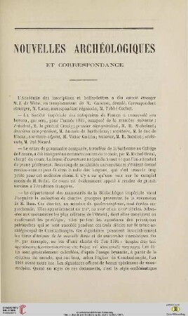 Nouvelles archéologiques et correspondance