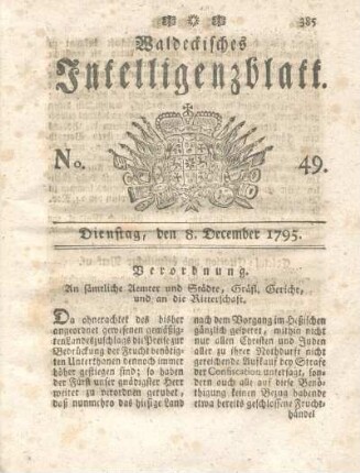 No. 49, Dienstag, den 8. December 1795