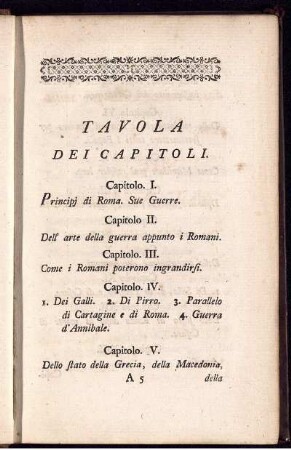 Tavola Dei Capitoli.
