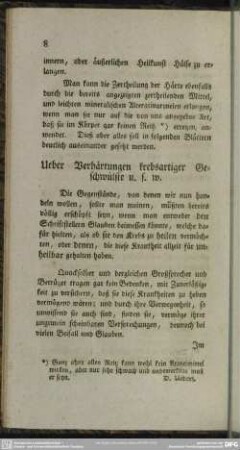 Ueber Verhärtungen krebsartiger Geschwülste u. s. w.
