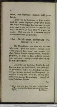 Ueber Verhärtungen krebsartiger Geschwülste u. s. w.