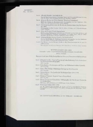 Mitteilungen aus der Staats-und Universitätsbibliothek Hamburg. Neue Folge