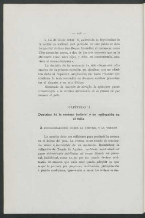 Capítulo II - Doctrina de la certeza judicial y su aplicación en el fallo
