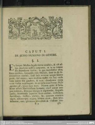 Caput I. De Senio Humano In Genere