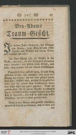 Ben = Adams Traum = Gesicht