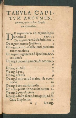Tabula Capitum Argumentorum ...