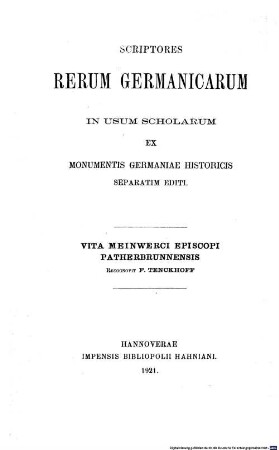 Das Leben des Bischofs Meinwerk von Paderborn : = Vita Meinwerci Episcopi Patherbrunnensis