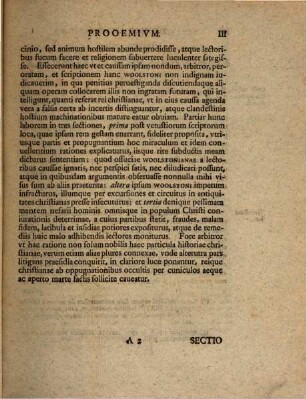 Examen miraculi legionis fulminatricis contra Thomam Woolstonum, 1. Dissertatio I., ... defendet Michael Nestius