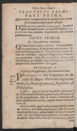 Pars Prima. Quarundam vocum explicatio, quarum per totam ferè Dialécticam frequens est usus