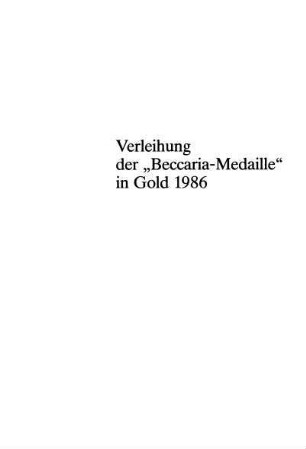133-154, Verleihung der "Beccaria-Medaille" in Gold 1986