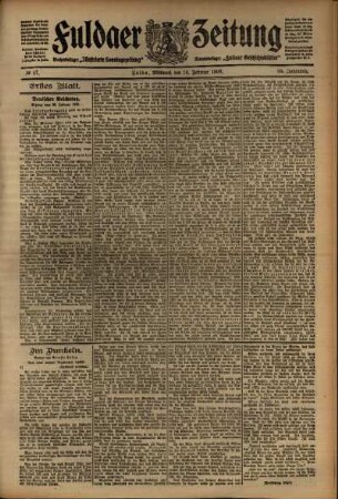 Erste Ausgabe vom Mittwoch, den 26. Februar 1908.