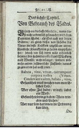 Das sechste Capitel. Von Gebrauch des Bades