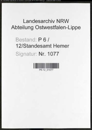 Sterberegister Standesamt Hemer