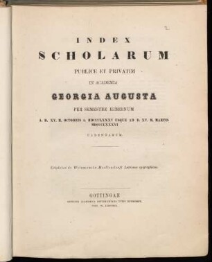 1885_WS: Index scholarum publice et privatim in Academia Georgia Augusta ... habendarum