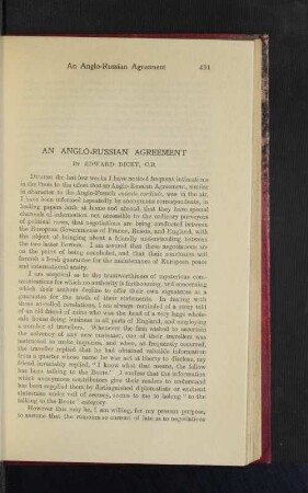 An Anglo-Russian Agreement.