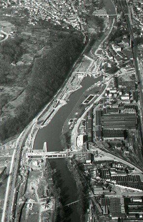 Esslingen, Baustellen der Staustufen Esslingen und Oberesslingen
