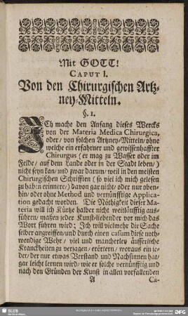 Caput I. Von den Chirurgischen Artzney-Mitteln