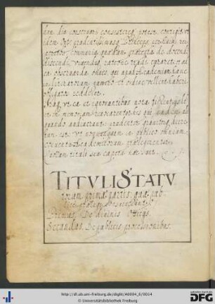 [fol. 4] Tituli statuorum primae partis