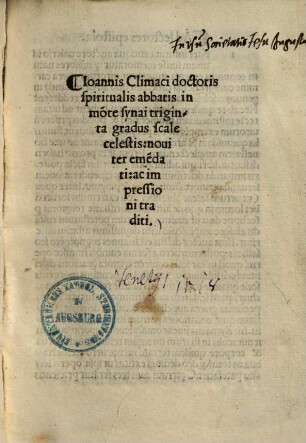 Ioannis Climaci ... Triginta gradus scale celestis