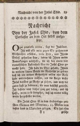 [Beschreibung der Insul Chio.]