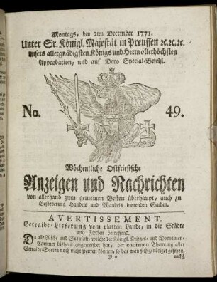 No. 49. Montags, den 2ten December 1771.