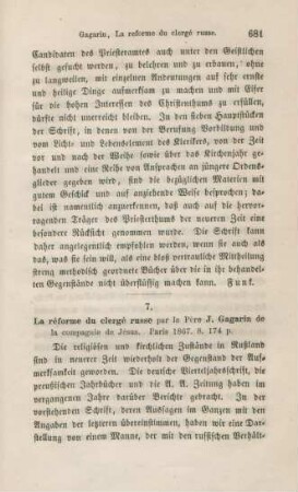 681-686 [Rezension] Gagarin, J., La r´forme du clergé russe