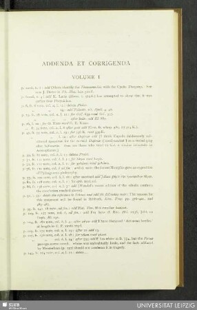 Addenda et corrigenda volume I