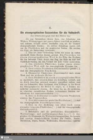 II. Die stenographischen Satzzeichen für die Vollschrift