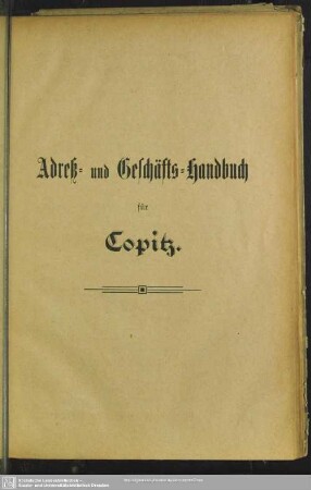 Adreß- und Geschäfts-Handbuch für Copitz