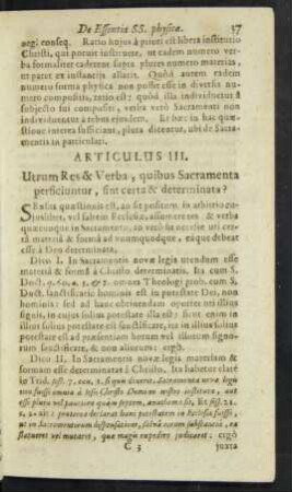 Articulus III. Utrum Res & Verba, quibus Sacramenta perficiuntur, sint certa & determinata?