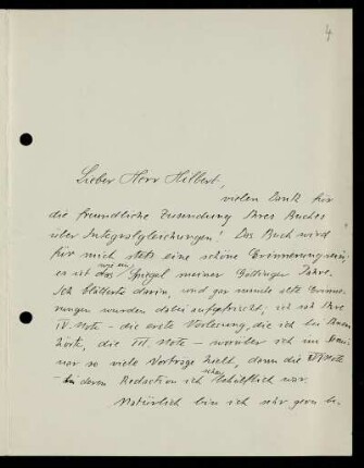 Nr. 4: Brief von Alfred Haar an David Hilbert, Klausenburg, 21.10.1912