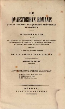 De quaestoribus Romanis quales fuerint antiquissimis reipublicae temporibus