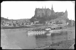 Meißen. Albrechtsburg, Elbe und Dampfer "Saxonia"